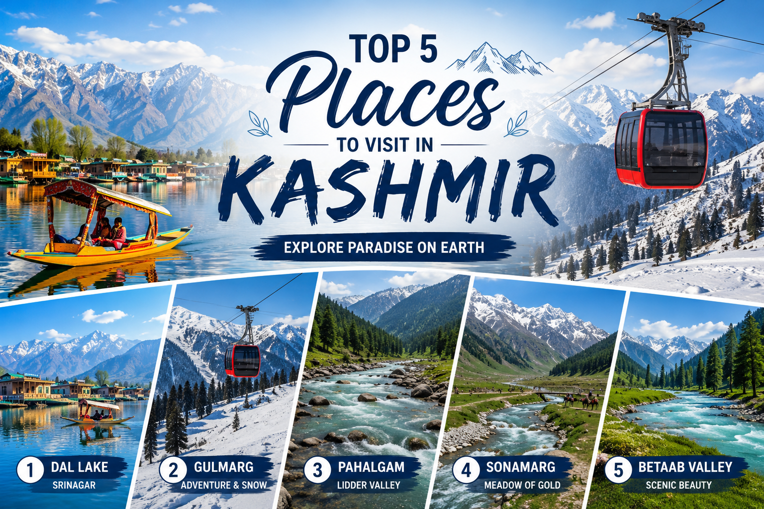 Top 5 Places to visit in kashmir